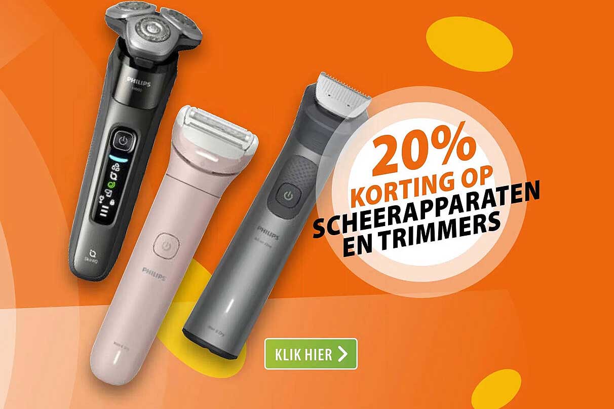 20% korting op scheerapparaten en trimmers