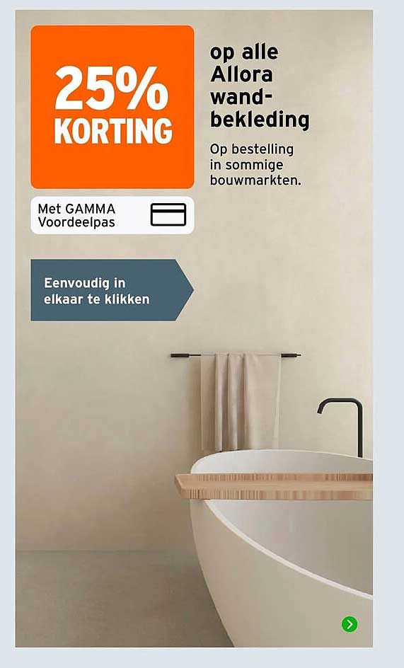 25% KORTING op alle Allora wand-bekleding