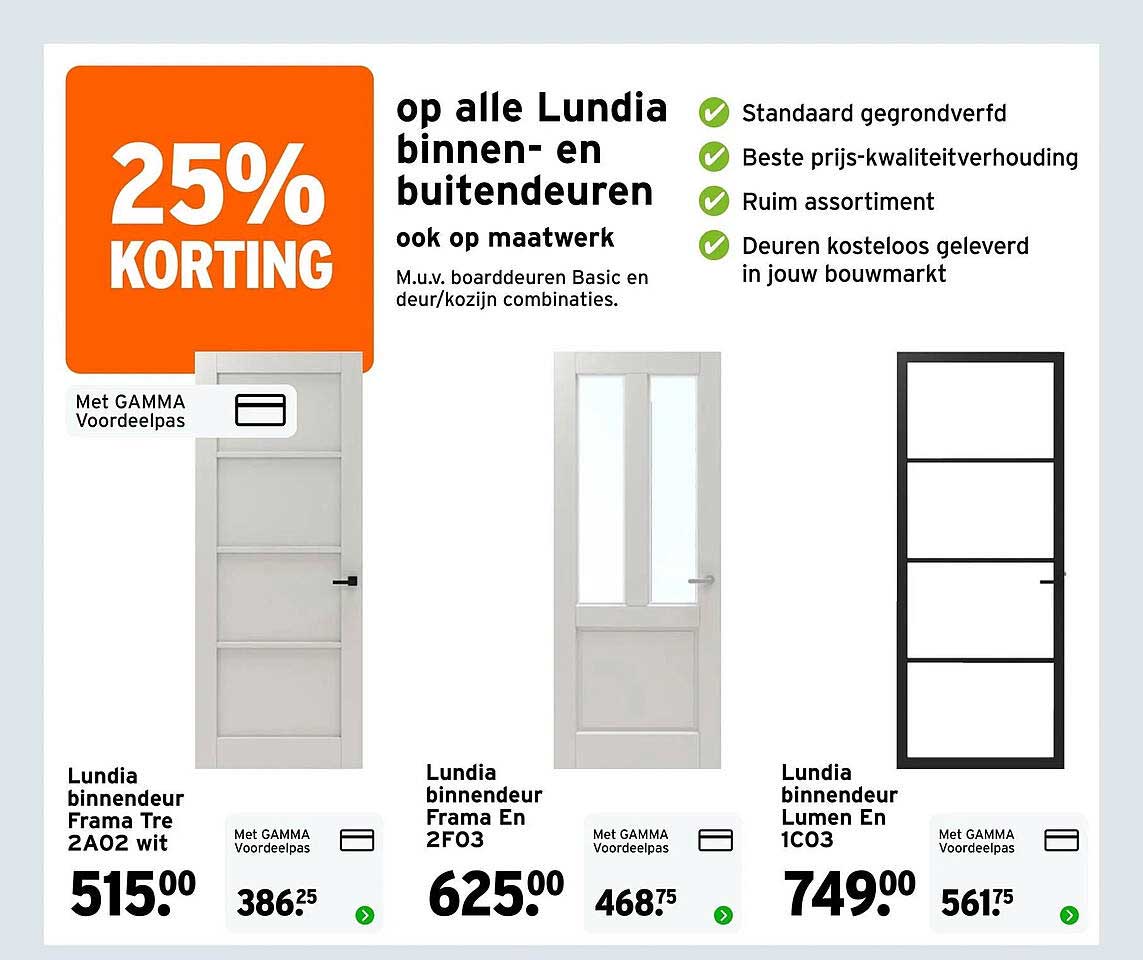 25% korting op alle Lundia binnen- en buitendeuren