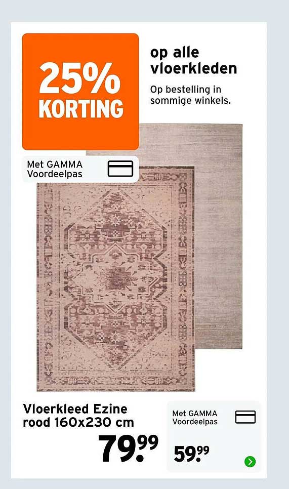 25% korting op alle vloerkleden