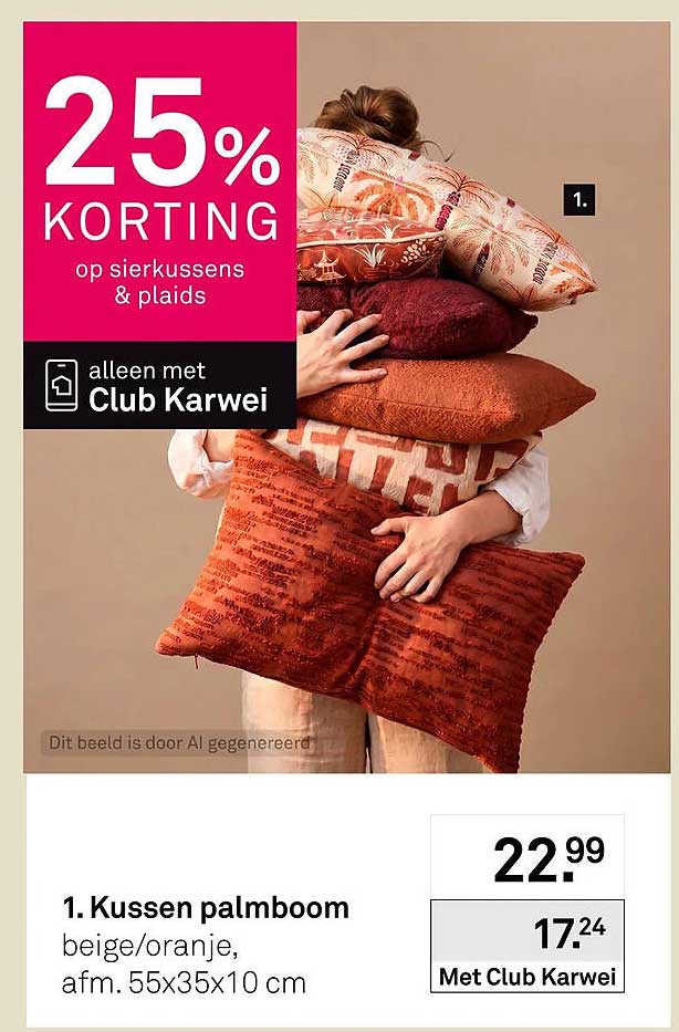 25% korting op sierkussens & plaids alleen met Club Karwei