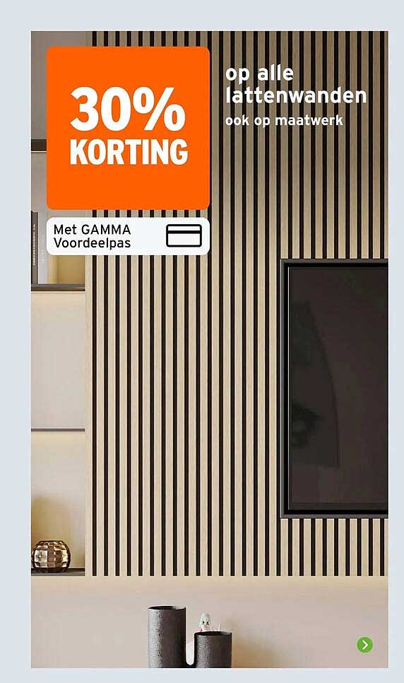 30% korting op alle lattenwanden ook op maatwerk