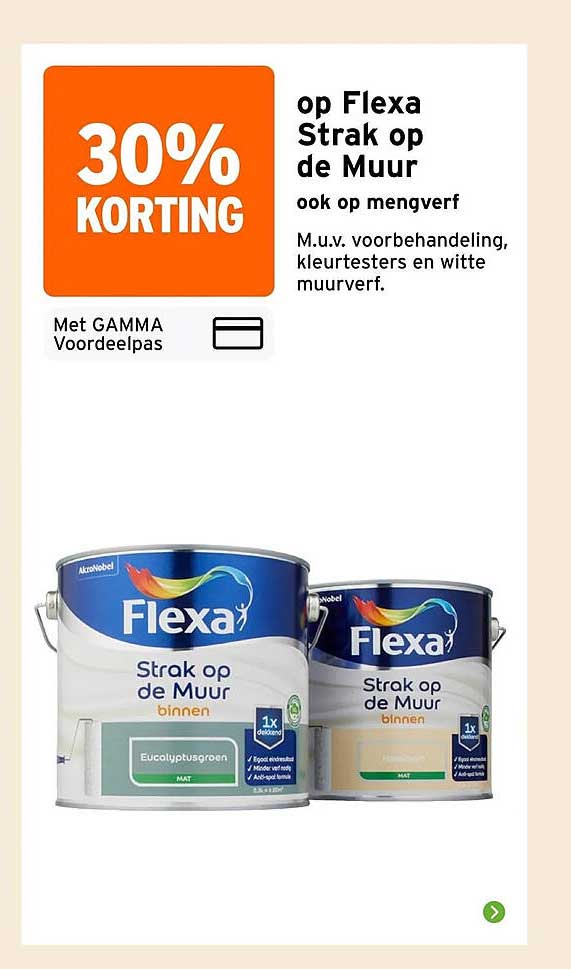 30% KORTING op Flexa Strak op de Muur ook op mengverf