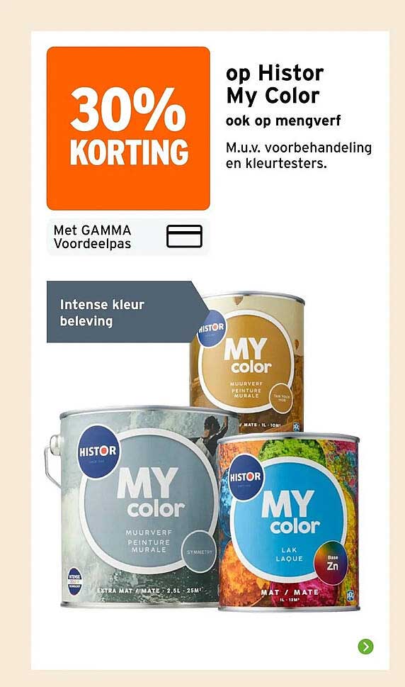 30% korting op Histor My Color ook op mengverf