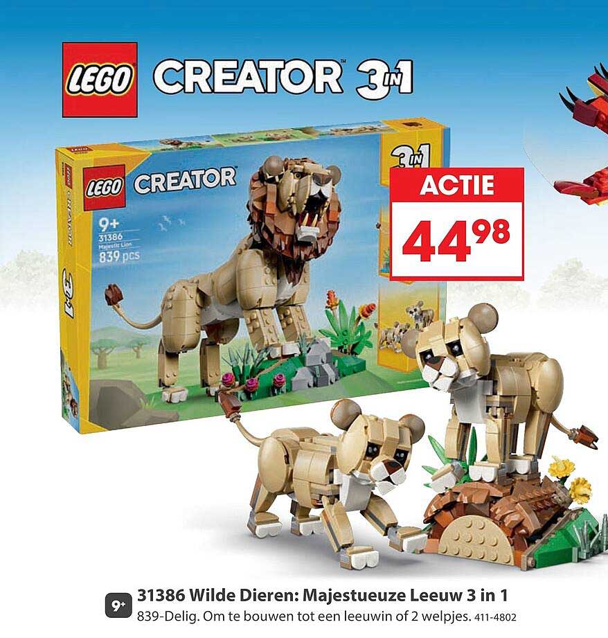 31386 Wilde Dieren: Majestueuze Leeuw 3 in 1