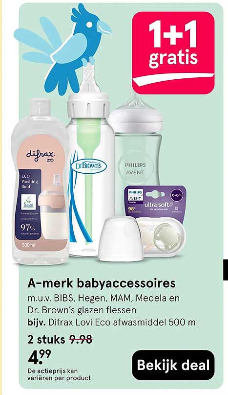 A-merk babyaccessoires 1+1 gratis