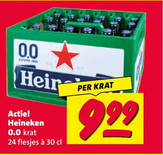 Actie! Heineken 0.0 krat 24 flesjes à 30 cl PER KRAT