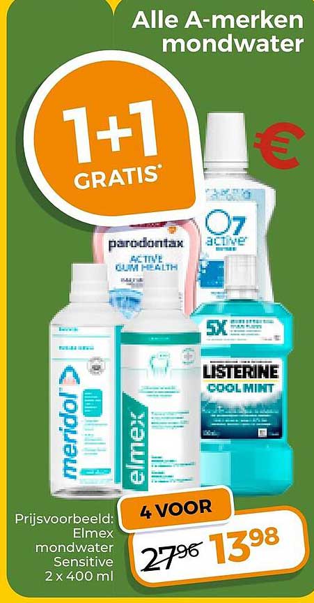 Alle A-merken mondwater 1+1 GRATIS