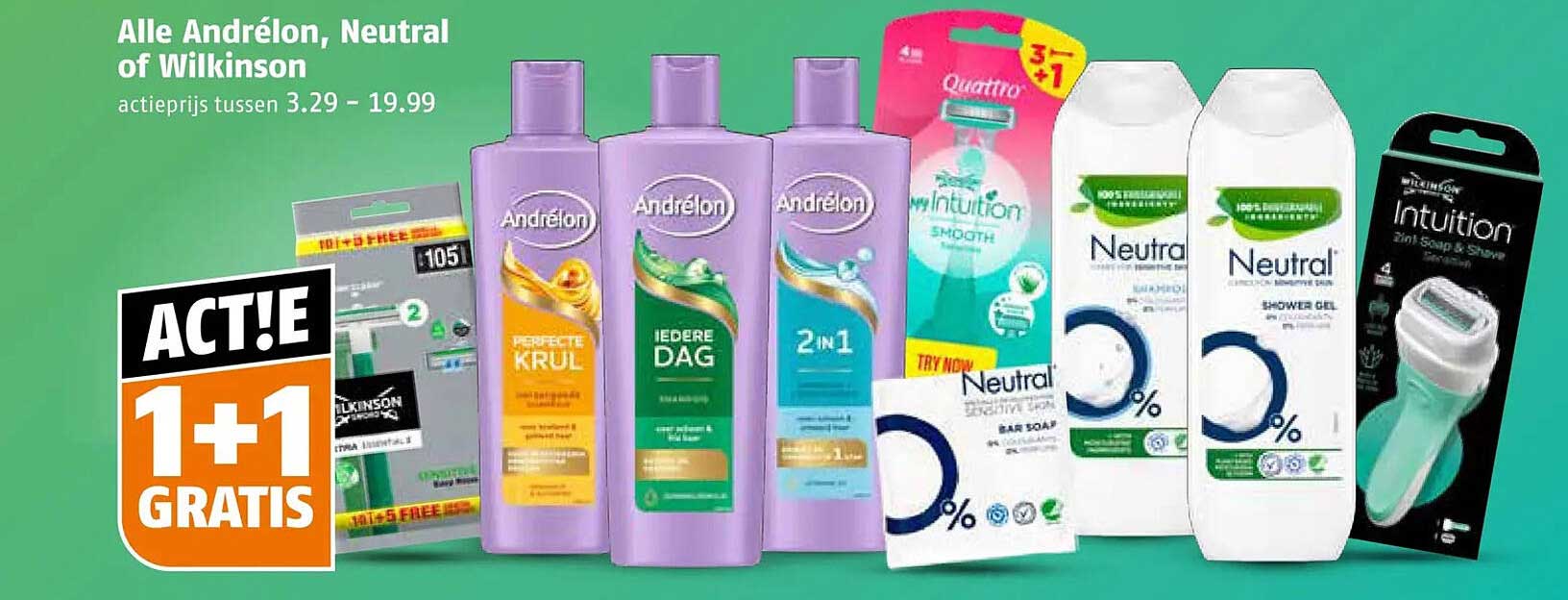 Alle Andrélon, Neutral of Wilkinson 1+1 gratis