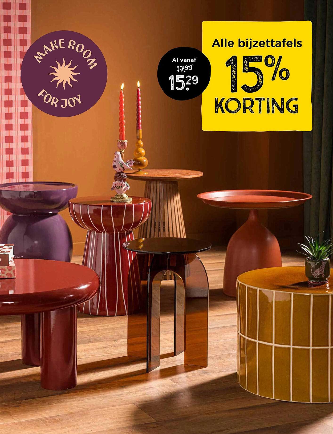Alle bijzettafels 15% KORTING