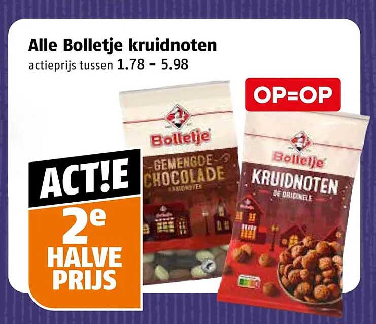 Alle Bolletje kruidnoten 2e halve prijs