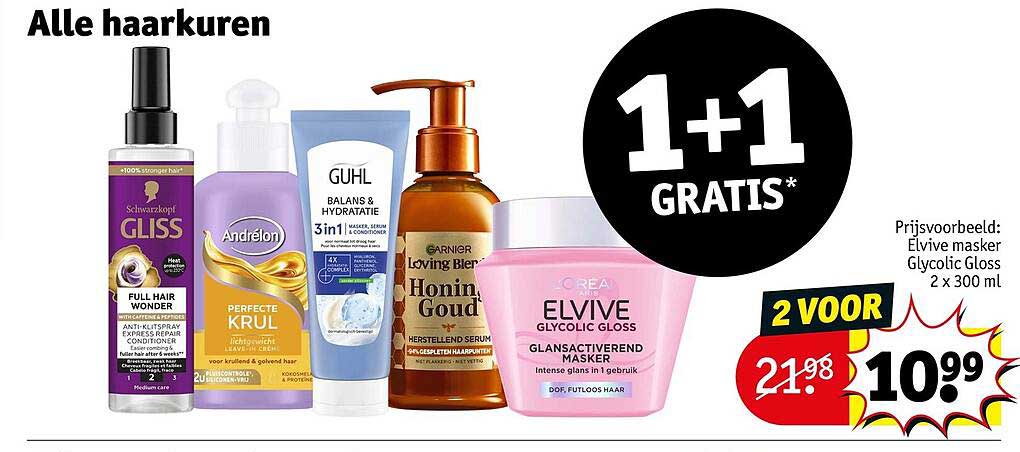 Alle haarkuren 1+1 GRATIS*