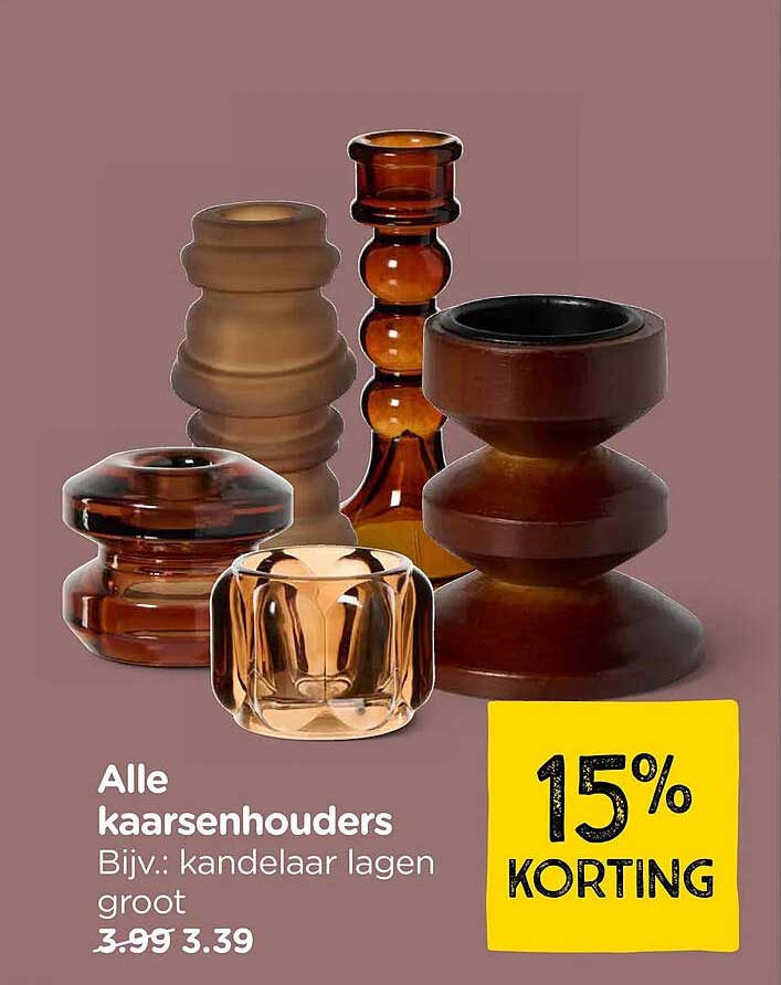 Alle kaarsenhouders Bijv.: kandelaar lagen groot 15% KORTING