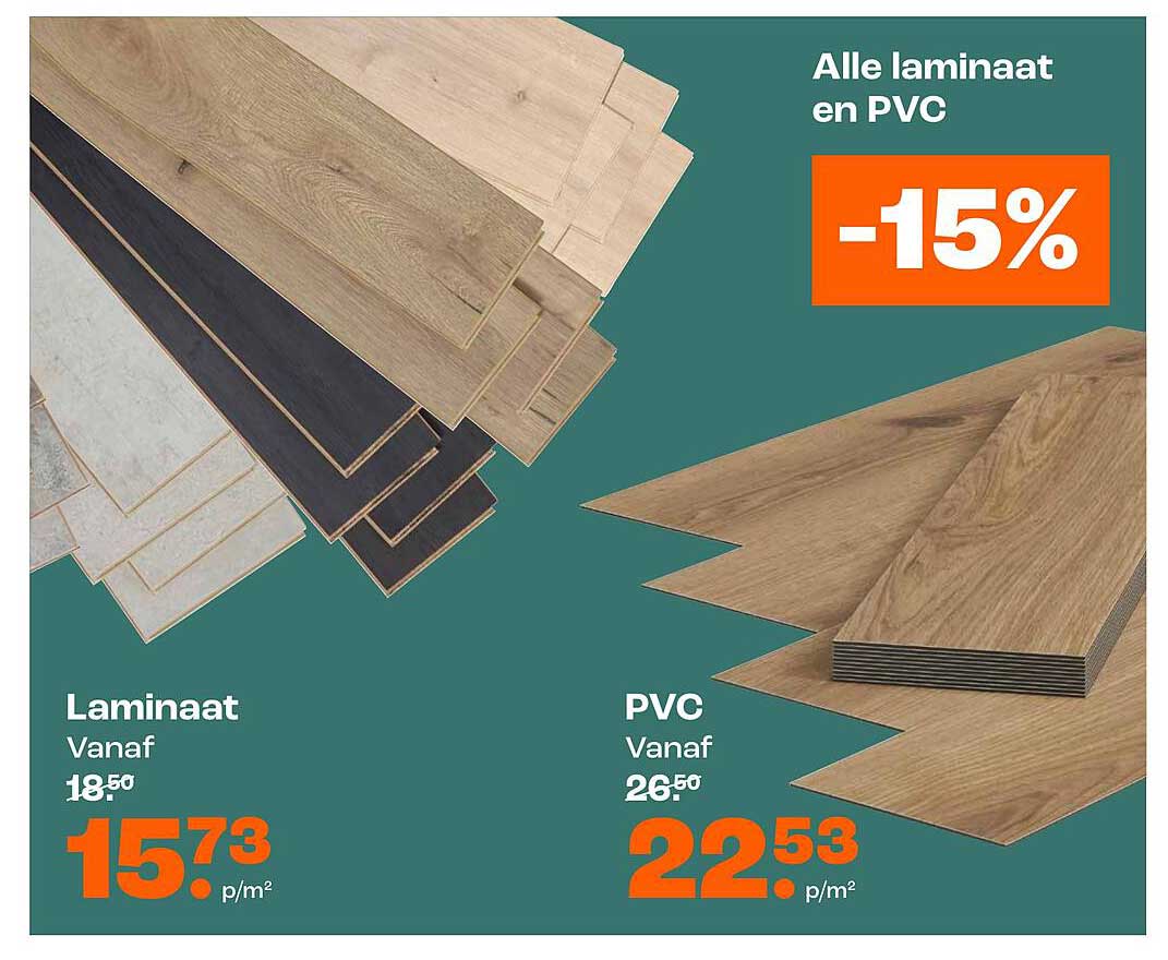 Alle laminaat en PVC -15%