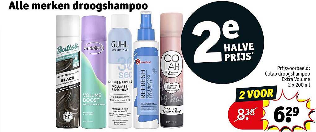 Alle merken droogshampoo 2e halve prijs