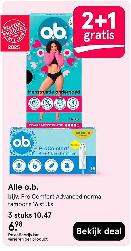 Alle o.b. 2+1 gratis