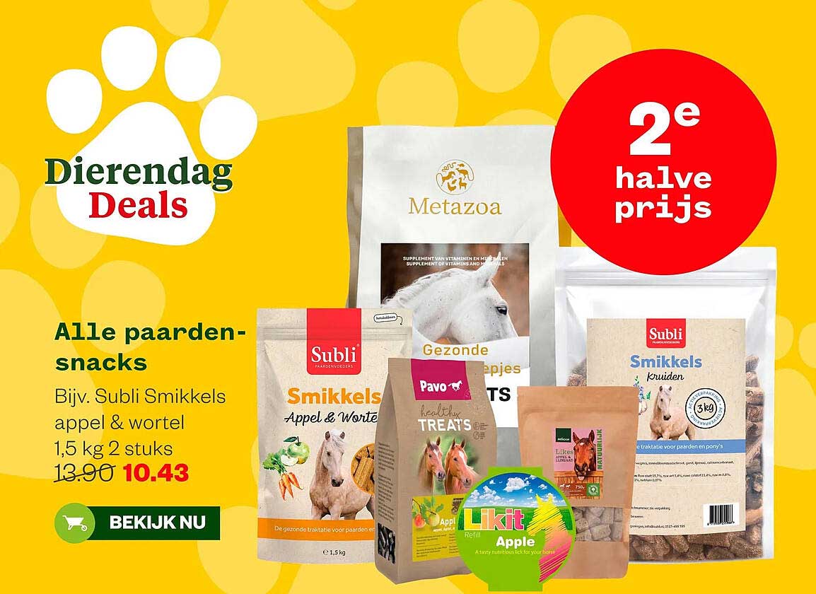 Alle paarden-snacks 2e halve prijs