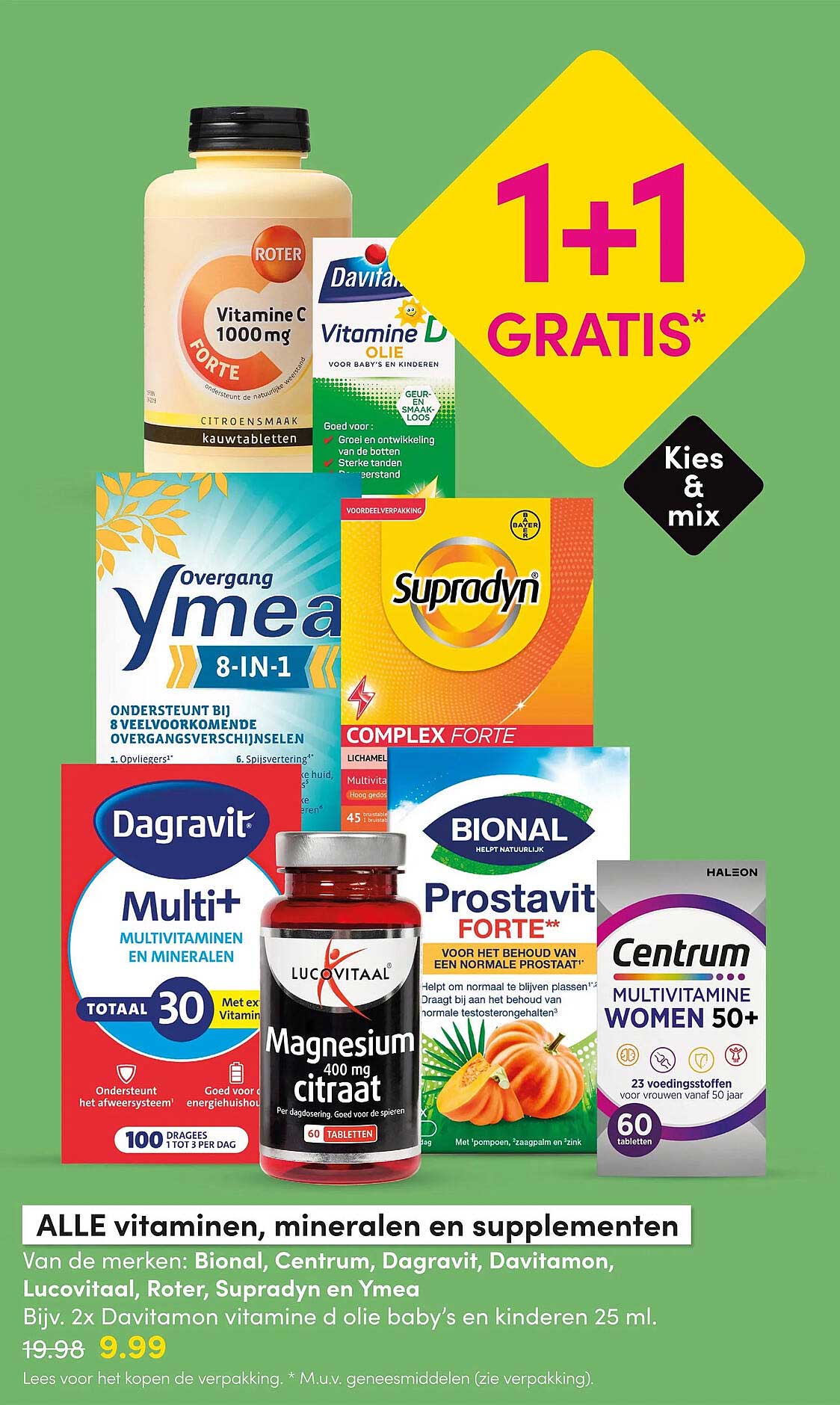 ALLE vitaminen, mineralen en supplementen 1+1 GRATIS*