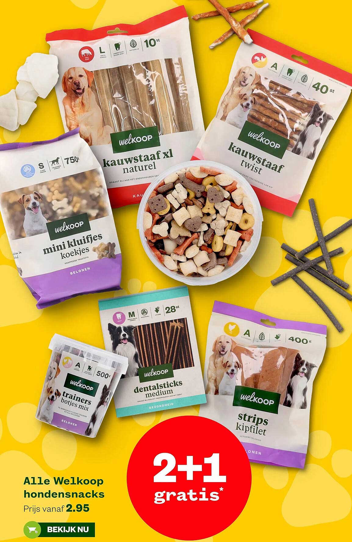 Alle Welkoop hondensnacks 2+1 gratis