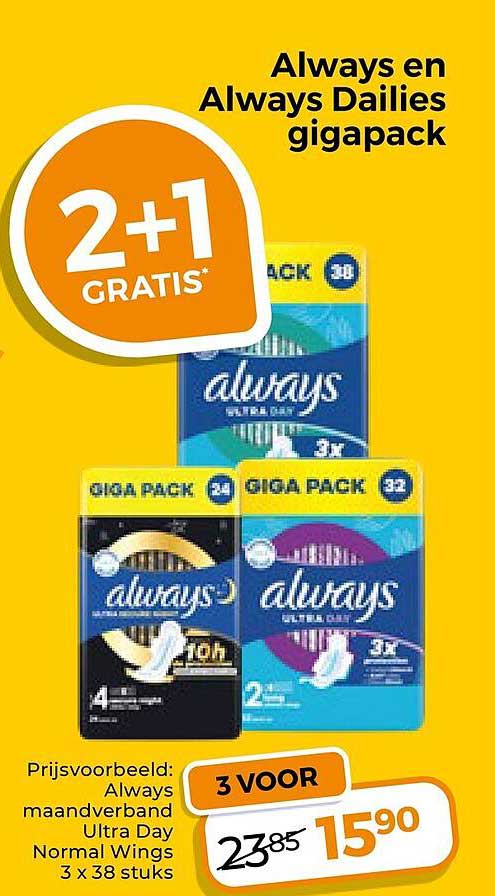 Always en Always Dailies gigapack 2+1 GRATIS*