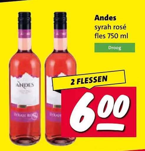 Andes syrah rosé fles 750 ml Droog 2 flessen