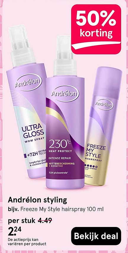Andrélon styling bijv. Freeze My Style hairspray 100 ml