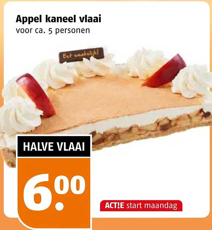 Appel kaneel vlaai voor ca. 5 personen HALVE VLAAI