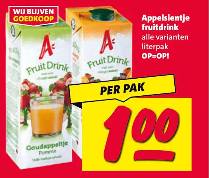 Appelsientje fruitdrink alle varianten literpak OP=OP!
