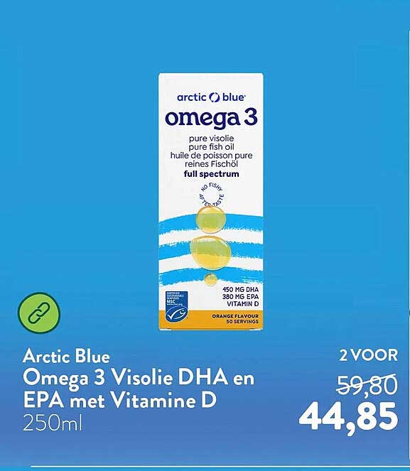 Arctic Blue Omega 3 Visolie DHA en EPA met Vitamine D 250ml