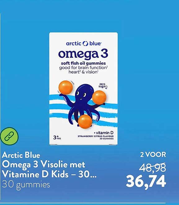 Arctic Blue Omega 3 Visolie met Vitamine D Kids – 30 gummies