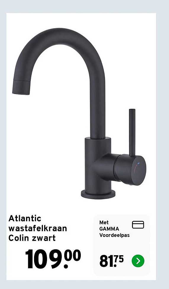Atlantic wastafelkraan Colin zwart