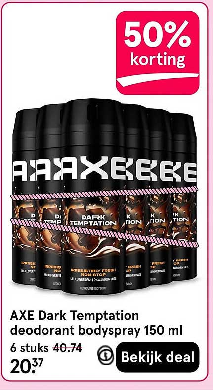 AXE Dark Temptation deodorant bodyspray 150 ml 6 stuks 50% korting