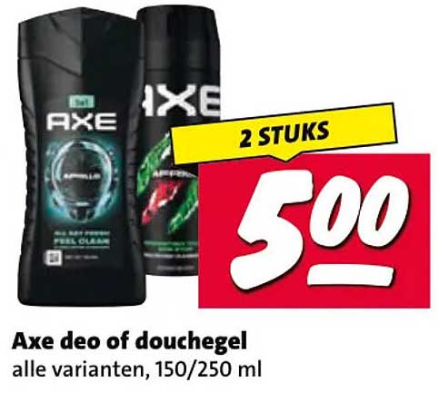Axe deo of douchegel alle varianten, 150/250 ml 2 STUKS