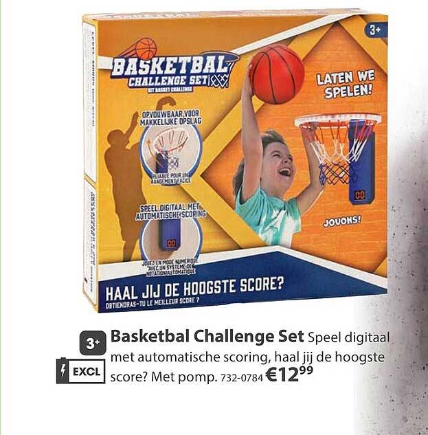 Basketbal Challenge Set Speel digitaal met automatische scoring, haal jij de hoogste score? Met pomp.