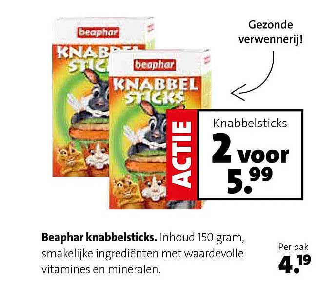 Beaphar knabbelsticks 2 voor 5.99