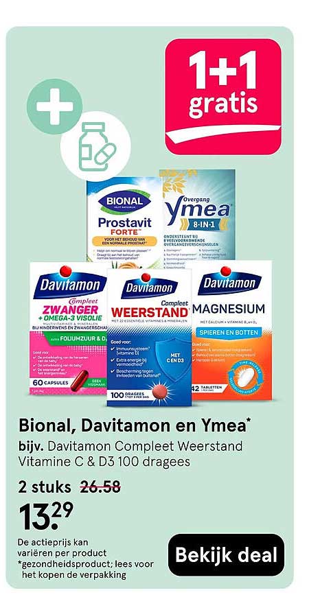 Bional, Davitamon en Ymea* 1+1 gratis