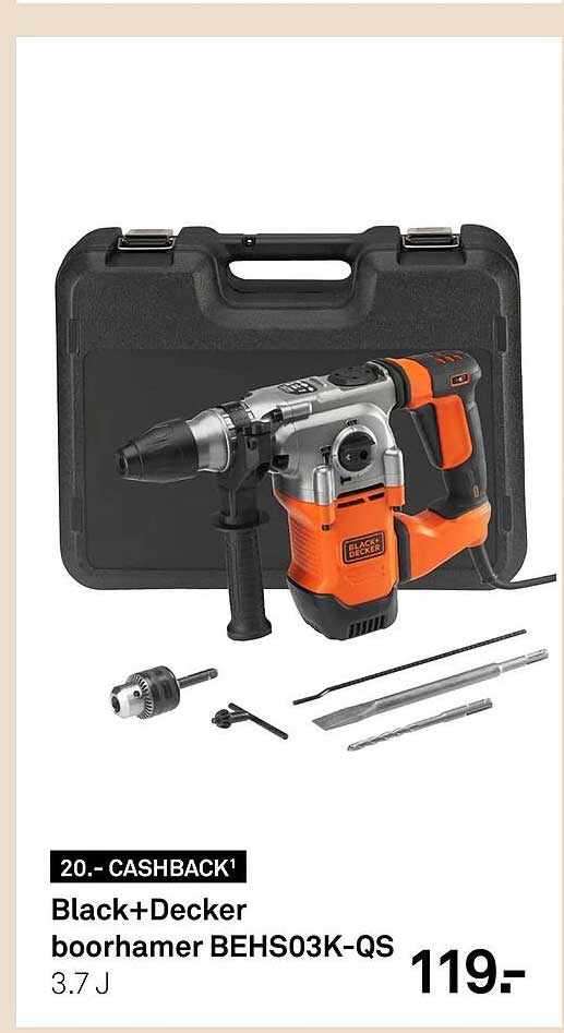 Black+Decker boorhamer BEHS03K-QS 3.7 J 20.- CASHBACK