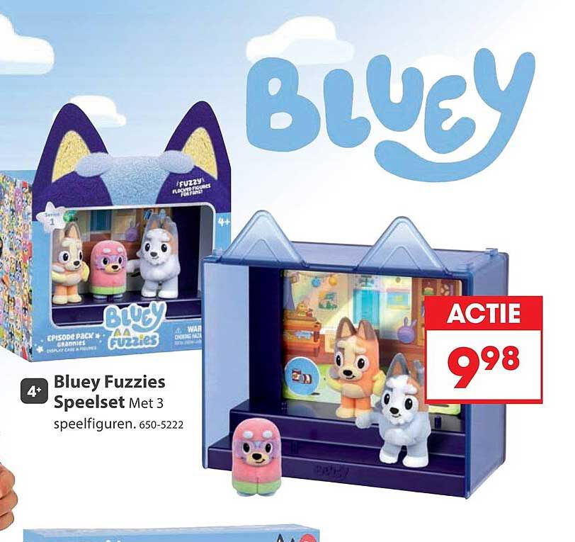 Bluey Fuzzies Speelset Met 3 speelfiguren. 650-5222