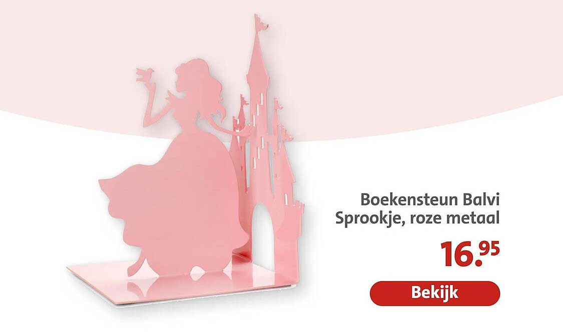 Boekensteun Balvi Sprookje, roze metaal