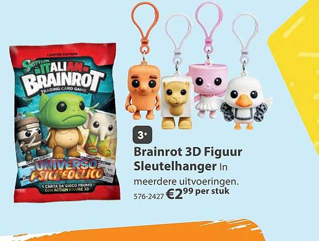 Brainrot 3D Figuur Sleutelhanger In meerdere uitvoeringen.