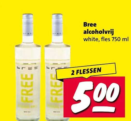 Bree alcoholvrij white, fles 750 ml 2 FLESSEN