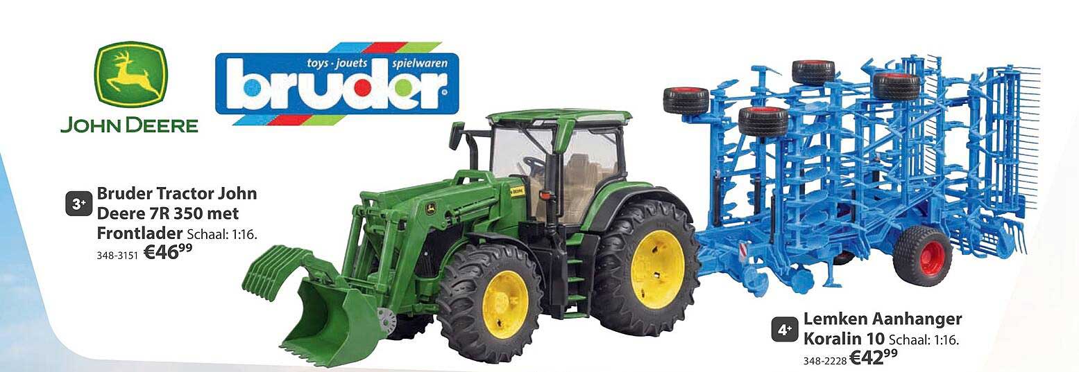 Bruder Tractor John Deere 7R 350 met Frontlader