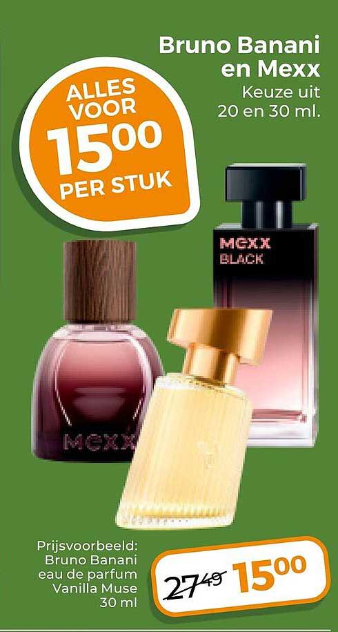 Bruno Banani en Mexx Keuze uit 20 en 30 ml. Alles voor 15,00 per stuk