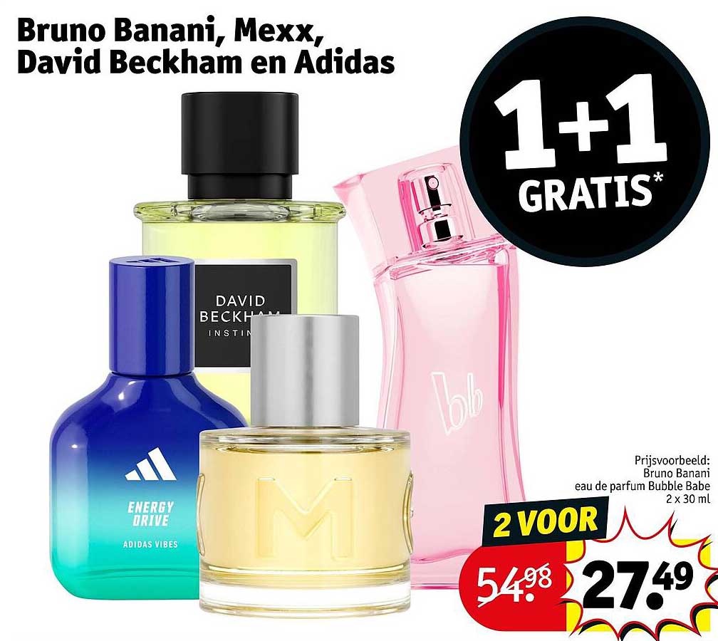 Bruno Banani, Mexx, David Beckham en Adidas 1+1 GRATIS*