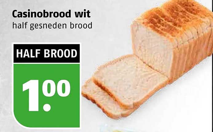 Casinobrood wit half gesneden brood HALF BROOD