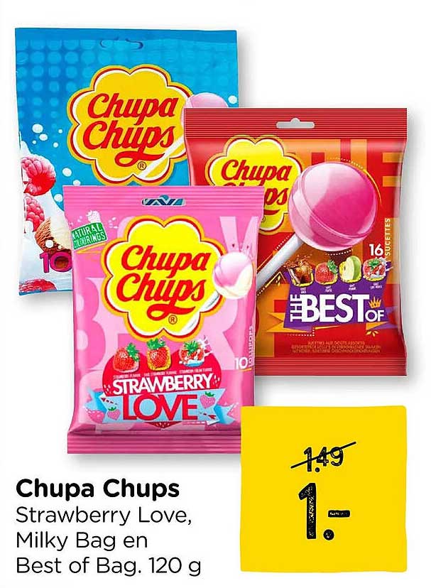 Chupa Chups Strawberry Love, Milky Bag en Best of Bag. 120 g