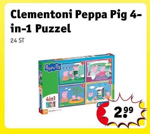 Clementoni Peppa Pig 4-in-1 Puzzel