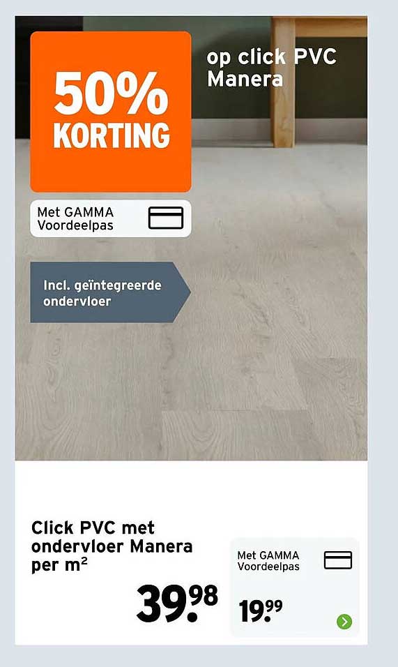 Click PVC met ondervloer Manera per m² 50% KORTING