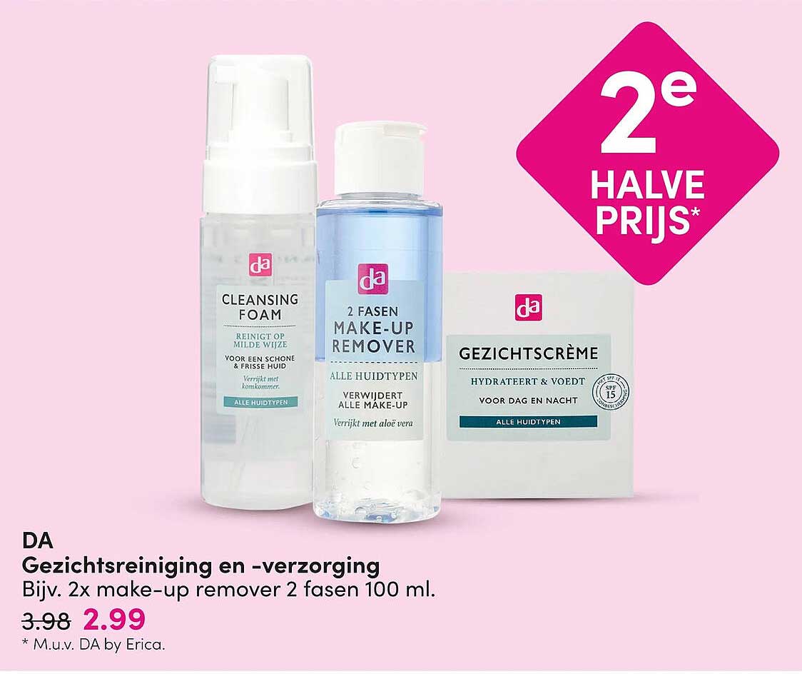 DA Gezichtsreiniging en -verzorging 2e halve prijs
