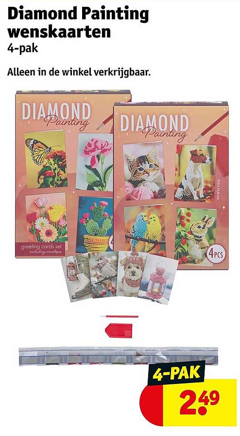 Diamond Painting wenskaarten 4-pak